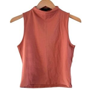 🌈 6/$60, Forever 21 Mock Turtleneck Tank Top, Dark Peach, Medium Weight, Large